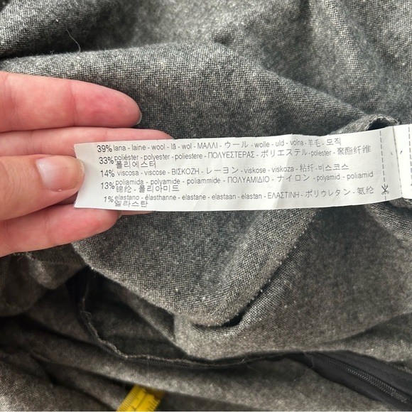 Zara Dark Gray Wool-Blend Short Sleeve Front Knotted Midi Dress - Picture 8 of 8